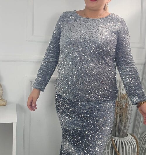 Blusa lentejuelas Gris 823010