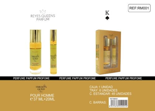 *REYES QUEENS PARFUM Estuche Perfume Hombre Trillion Gold 37ml + 20ml
