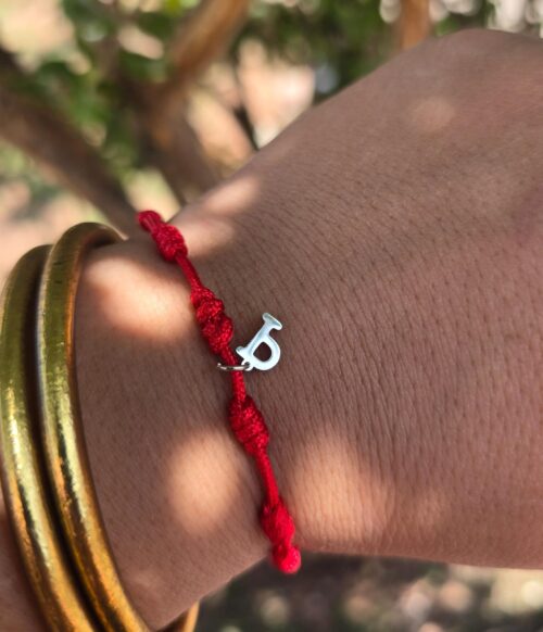 Pulsera 7 nudo Inicial P plata