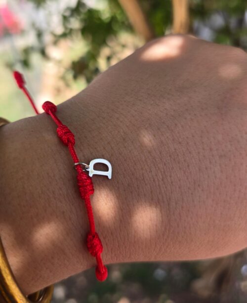 Pulsera 7 nudos inicial D plata