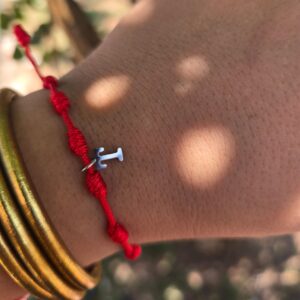 Pulsera 7 nudos inicial T plata