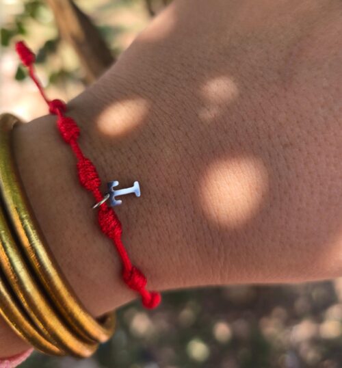 Pulsera 7 nudos inicial T plata