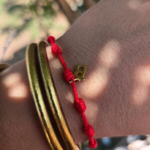 Pulsera 7 nudos inicial B oro