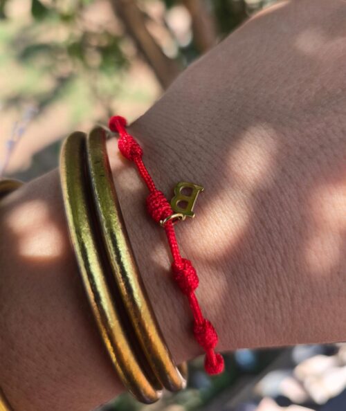Pulsera 7 nudos inicial B oro
