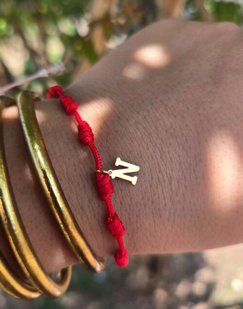 Pulsera 7 nudos inicial N oro