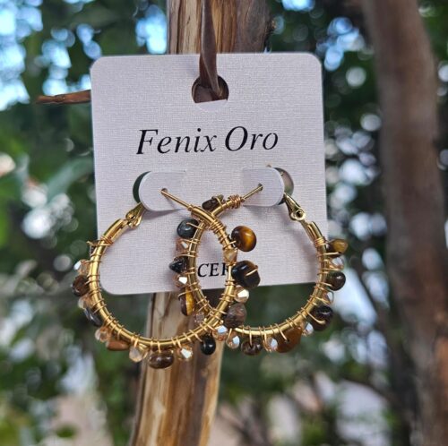 Argollas Piedras Ojo de Tigre