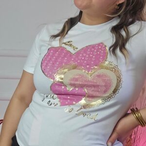 Camiseta Corazón Rosa