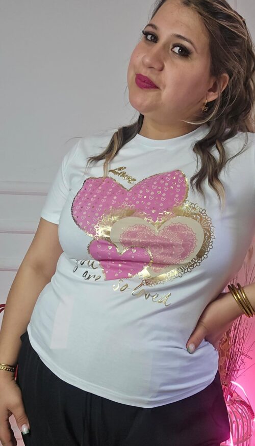 Camiseta Corazón Rosa