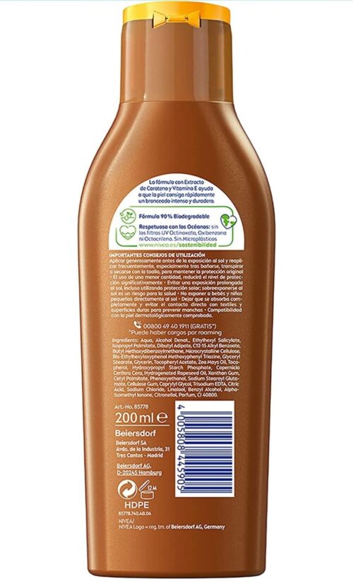 NIVEA SUN Leche Solar Zanahoria FP6 200ml - Imagen 4