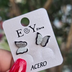 Pendientes mariposa plata 001