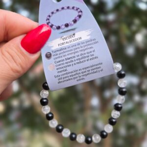 Pulsera Turmalina y Cuarzo blanco - Escudo Fortalecedor