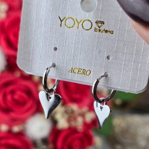 Argollas Corazón Plateado - 006