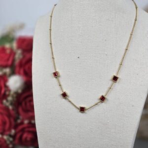 Collar Brillantes Rojo - 011