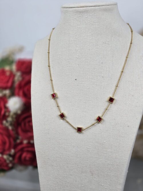 Collar Brillantes Rojo - 011