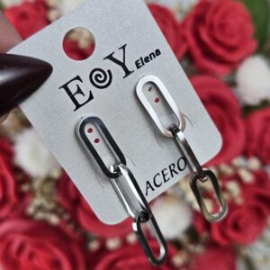 Pendientes Eslabón Plateado - 003