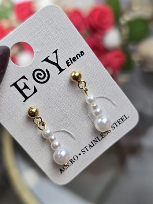Pendientes Perlas Dorados - 011