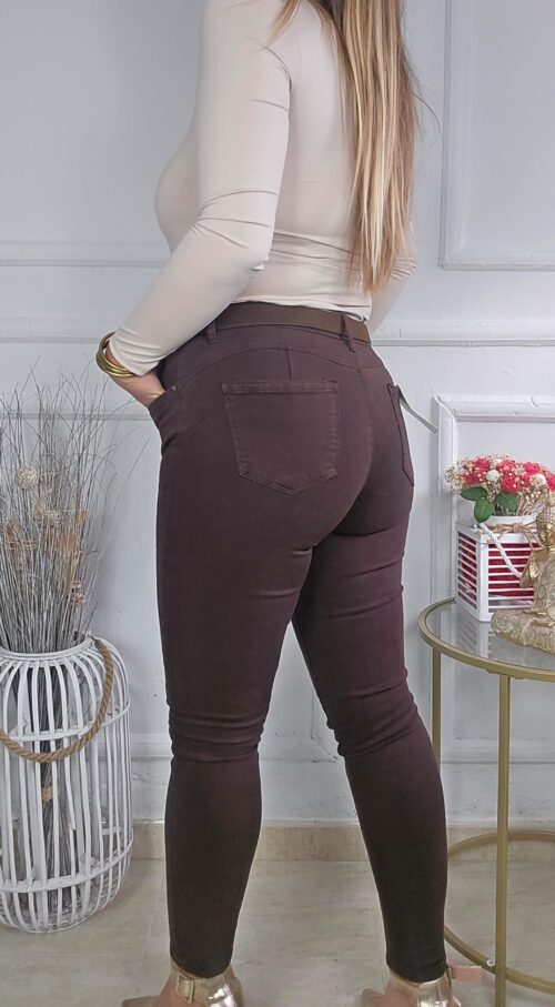 Pantalón Vaquero Pitillo Chocolate - E1223 - Imagen 2