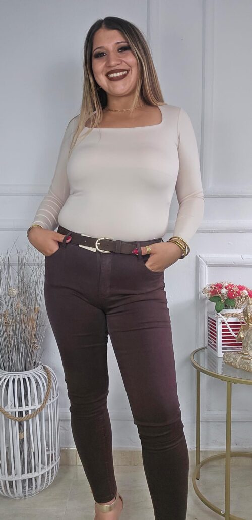 Pantalón Vaquero Pitillo Chocolate - E1223