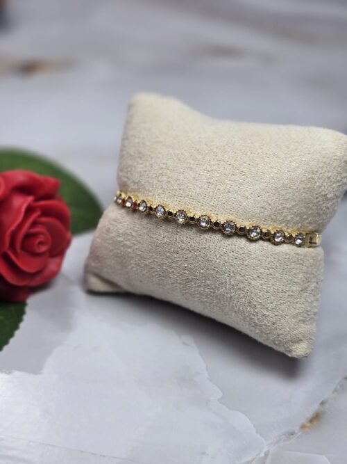 Pulsera brillantes oro 022