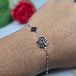 Pulsera Nudo de bruja + Estrella de David plata 028