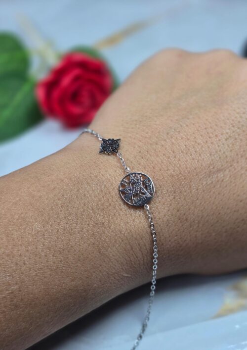 Pulsera Nudo de bruja + Estrella de David plata 028