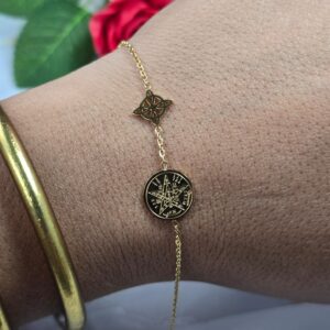 Pulsera Nudo de bruja + Estrella de David 0ro 029