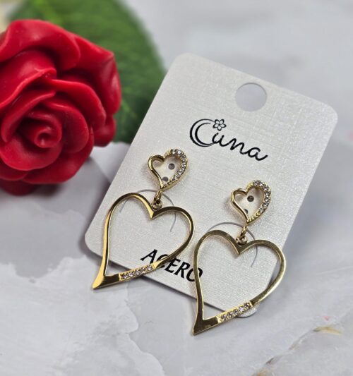 Pendientes corazón oro 041