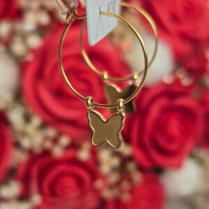 Argollas mariposa oro 052