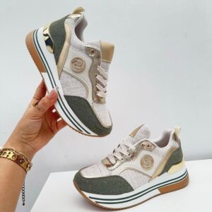Tenis beige/militar