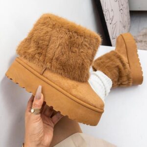 Botín de pelo camel bajo