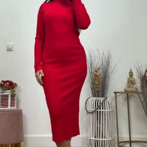 Vestido rojo canalé