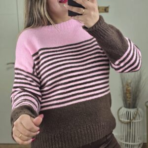 Jersey rayas rosa/chocolate