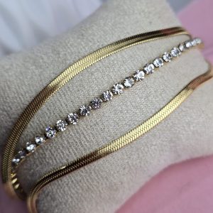 Pulsera triple diamante oro 121