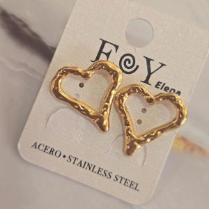Pendientes corazón oro 800