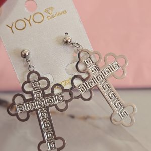 Pendientes cruz plata 806