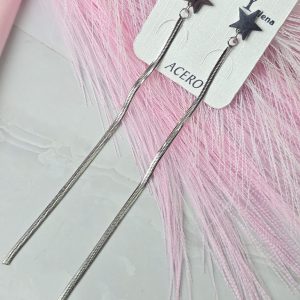 Pendientes plata largo estrella 517