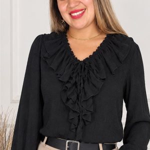 Blusa volantes negro 34420