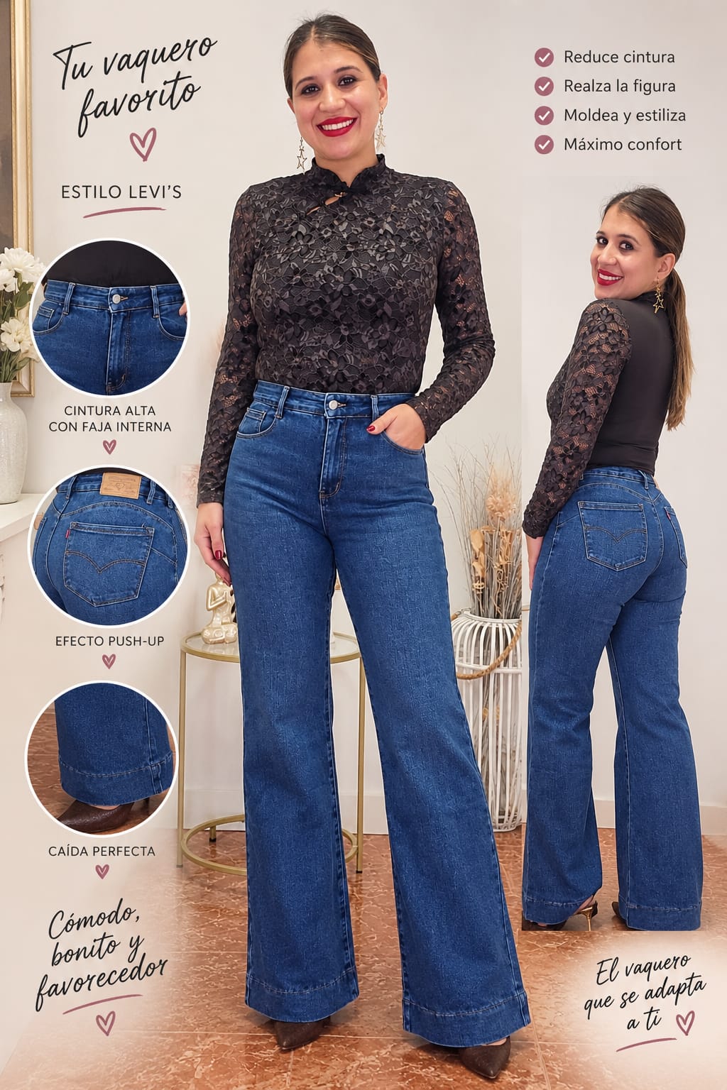Pantalón vaquero faja campana 22086