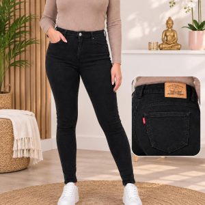 Pantalón Vaquero Pitillo Negro - LV Y6305A